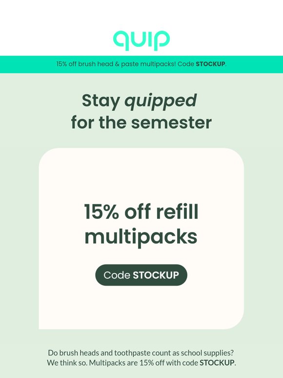 15% off refill multipacks 📚