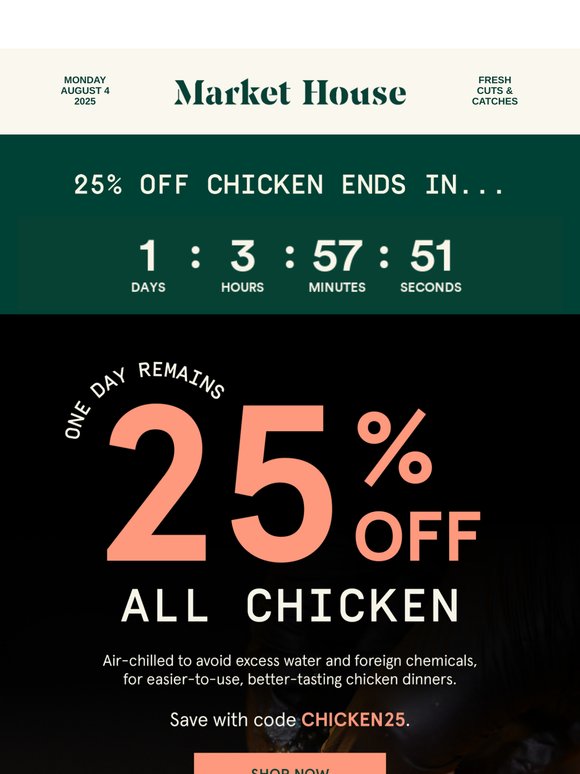 25% OFF Chicken Breasts, Thighs, and More!