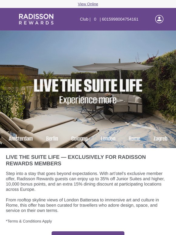 Exclusive Member Offer: Up to 35% Off Suites + 10,000 Bonus Points