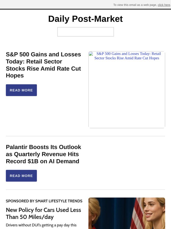 S&P 500 Gains and Losses Today: Retail Sector Stocks Rise Amid Rate Cut Hopes