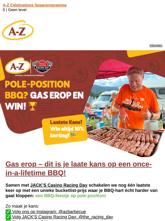 Pole position BBQ? Gas erop & win! 🏆