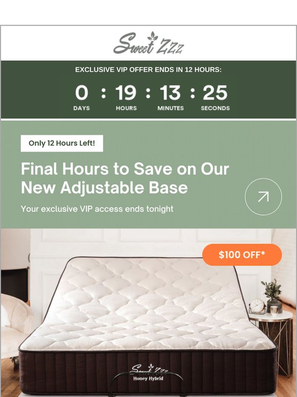 Final 12 Hours: $100 Off Our New Adjustable Base