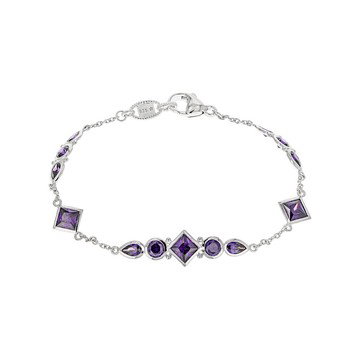 Judith Ripka 8ctw Purple Bella Luce Rhodium Over Sterling Silver Station Bracelet
