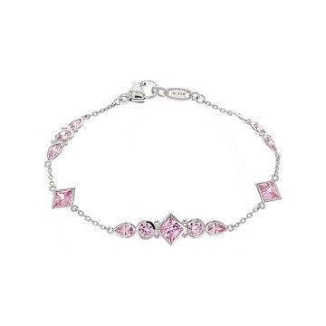 Judith Ripka 8ctw Pink Bella Luce Rhodium Over Sterling Silver Station Bracelet