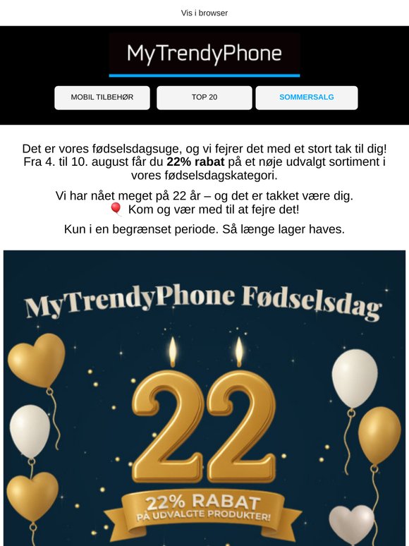 🎈22 år, 22% rabat – Lad festen begynde! 🎉