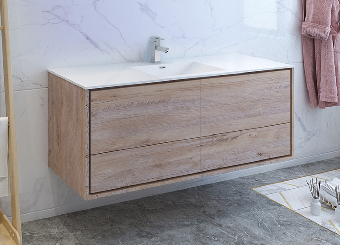 Image of Fresca Catania 60 inch Rustic Natural Wall Hung Bathroom Vanity 