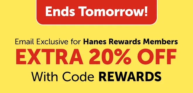 Hanes Rewards Members: Extra 20% Off with Code REWARDS