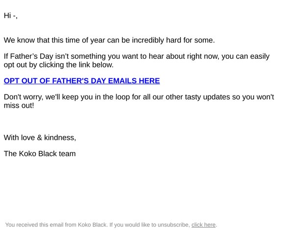 Would you like to opt out of Father's day emails?