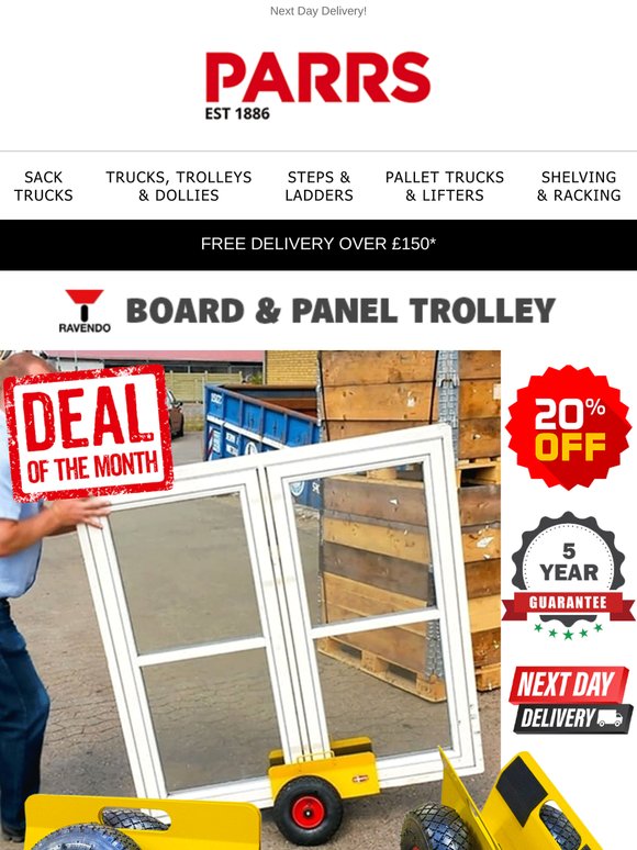 DEAL OF THE MONTH : Save 20% on Ravendo Board & Panel Trolley