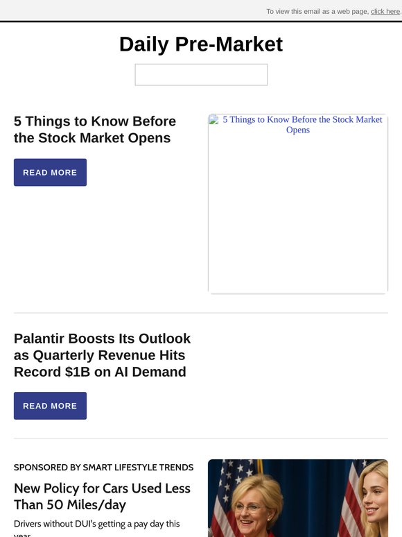 5 Things to Know Before the Stock Market Opens