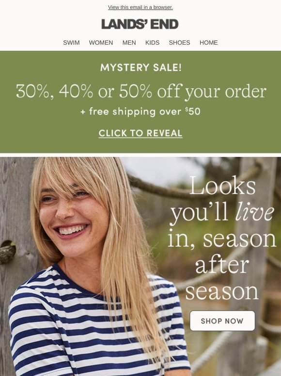 Mystery Sale ends soon! 30%, 40% or 50% off