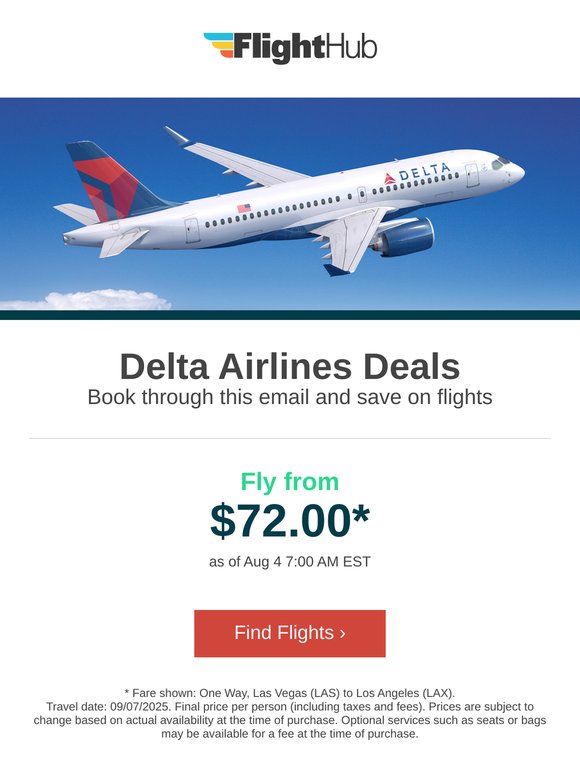 ✈ Delta Airlines from $72.00