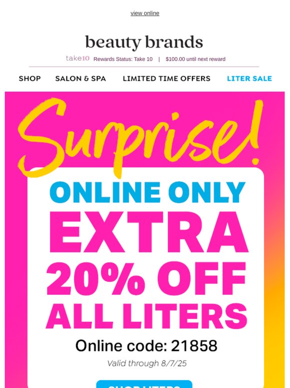 🎉 Surprise! EXTRA 20% off ALL liters!