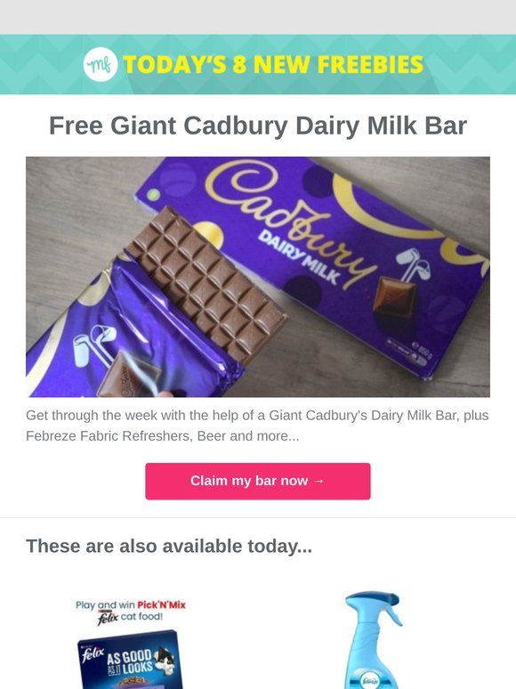 Free Giant Cadbury's Dairy Milk Bar