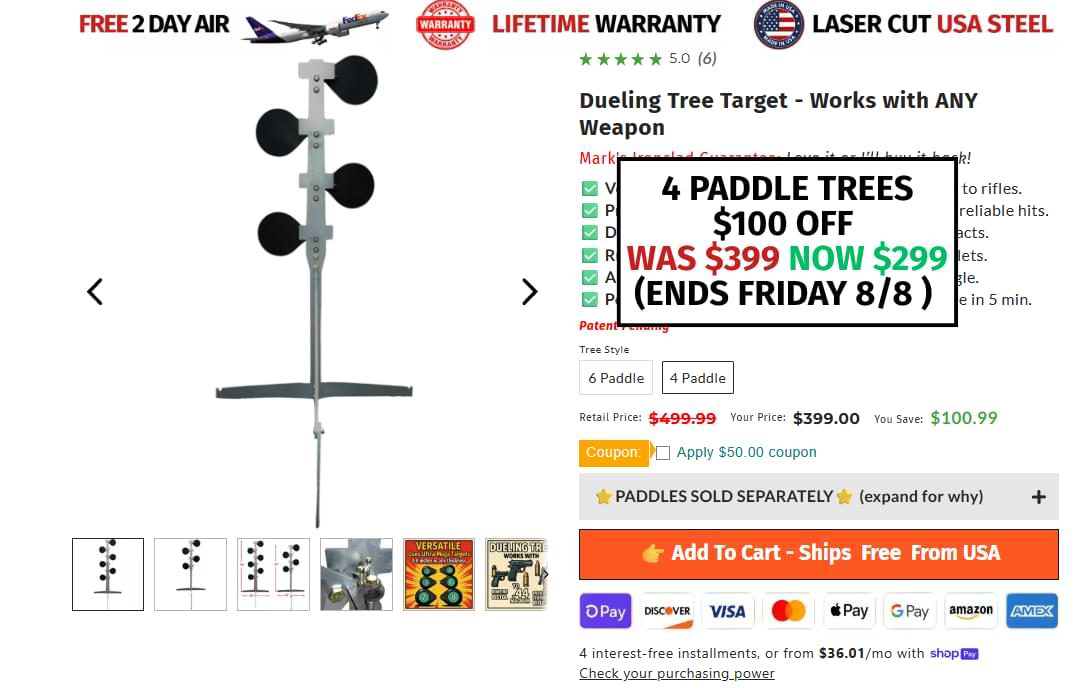 4 paddle dueling tree