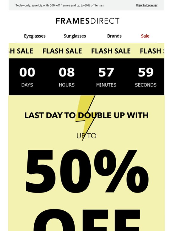 Flash sale ends tonight: special savings on frames + lenses 🤩🕶️
