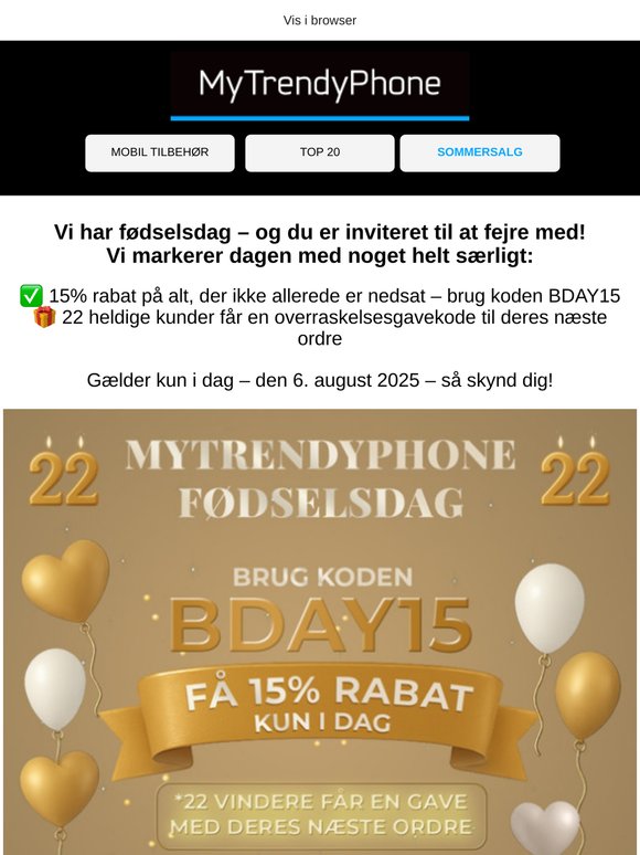 Vi har fødselsdag – Få 15% rabat kun i dag 🎂