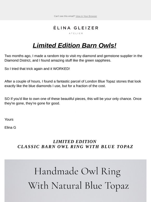 New Limited Edition Barn Owl Have Landed in the Store!