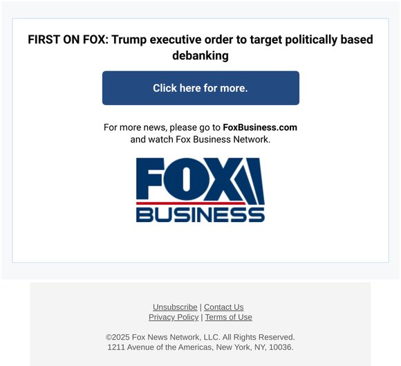 BREAKING NEWS: FIRST ON FOX: Trump executive order to target politically based debanking