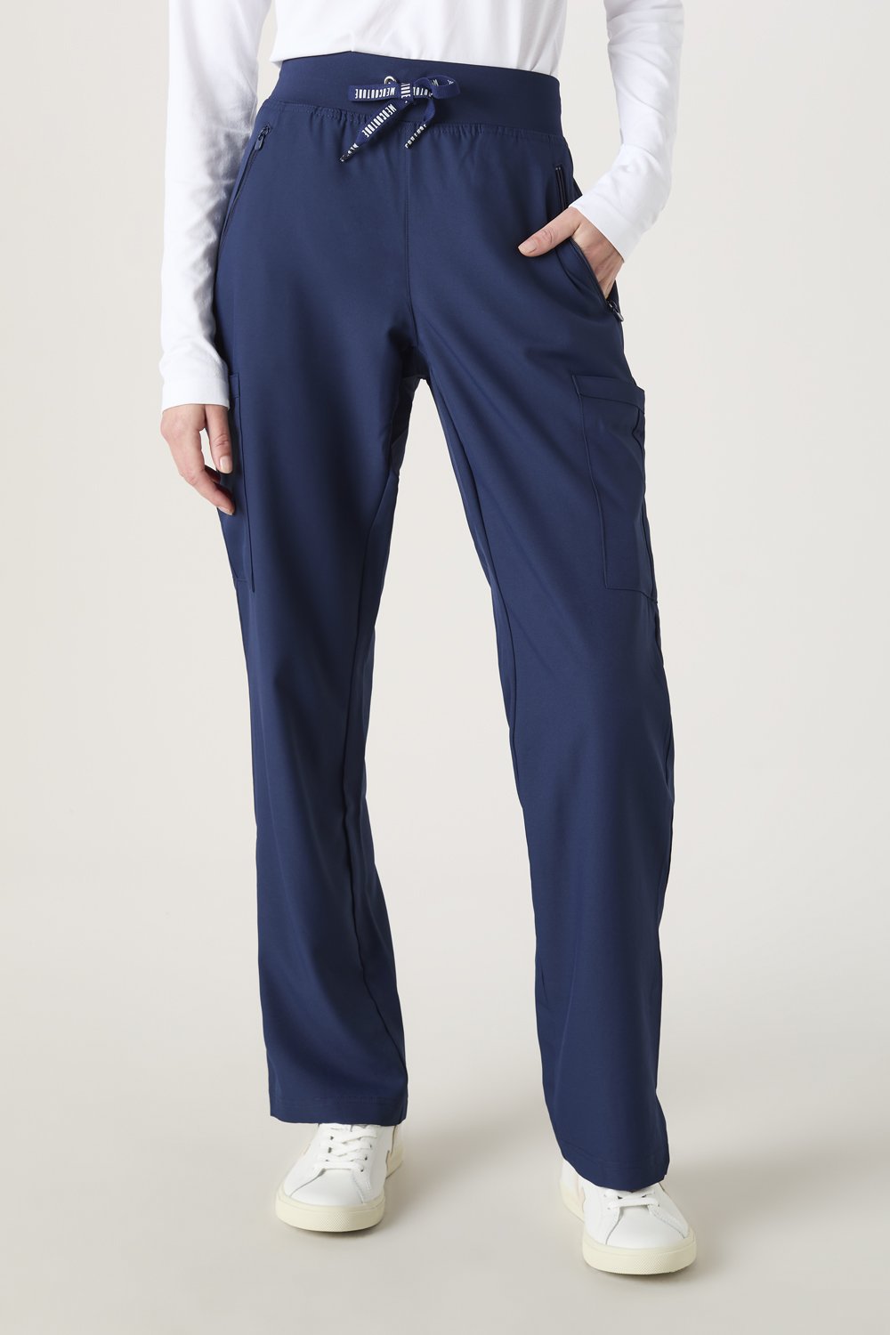 Image of Med Couture Insight Women's Insight Straight Leg with Zip Pockets, Navy
