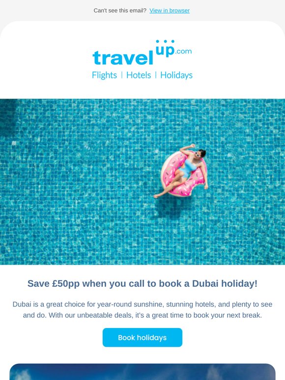 Save £50pp when you call to book a Dubai holiday!