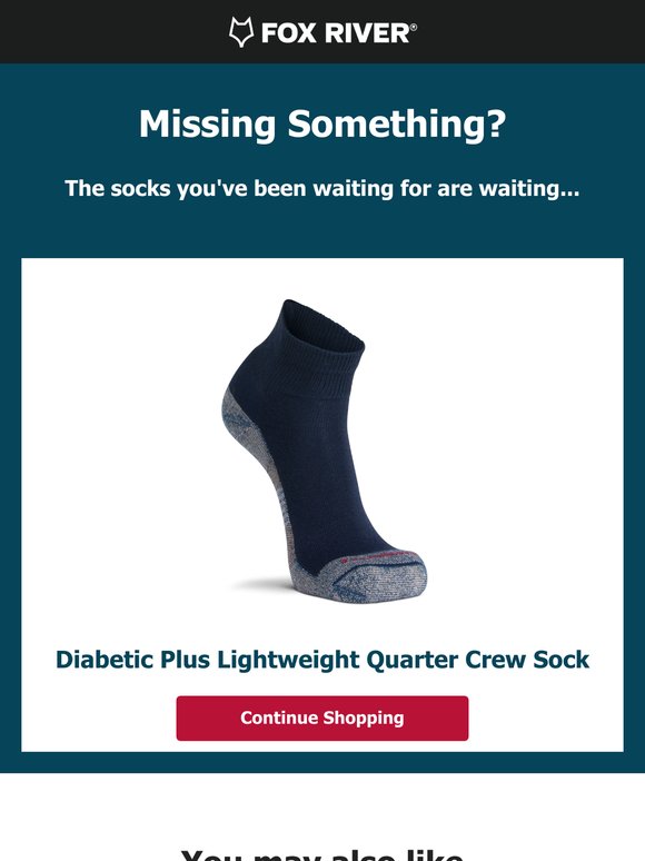 Don’t leave Diabetic Plus Lightweight Quarter Crew Sock feeling lonely! Revisit your find 🔗