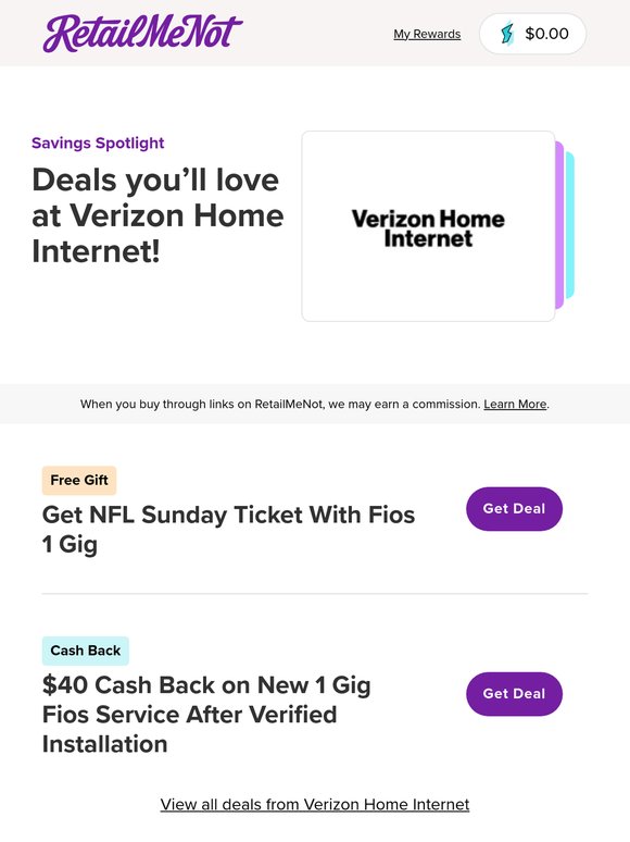 🌐 Verizon Home Internet: Get NFL Sunday Ticket + $40 Cash Back!