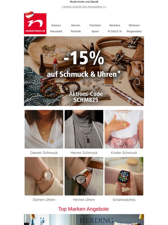 AKTION: -15% auf Schmuck & Uhren Ihrer Wahl 💍