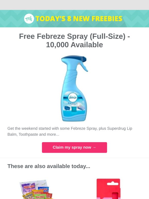 Free Febreze Spray (Full-Size) - 10,000 Available
