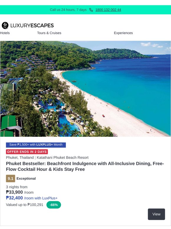 Our Best Thailand Escapes Are Here! Last Chance: Phuket Katathani Beachfront Bliss w. All-Inclusive Dining,  Bangkok City Opulence w. Nightly Cocktails & Explorar Koh Samui Adults-Only Oasis