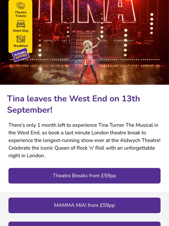 1 month until Tina leaves the West End 💃