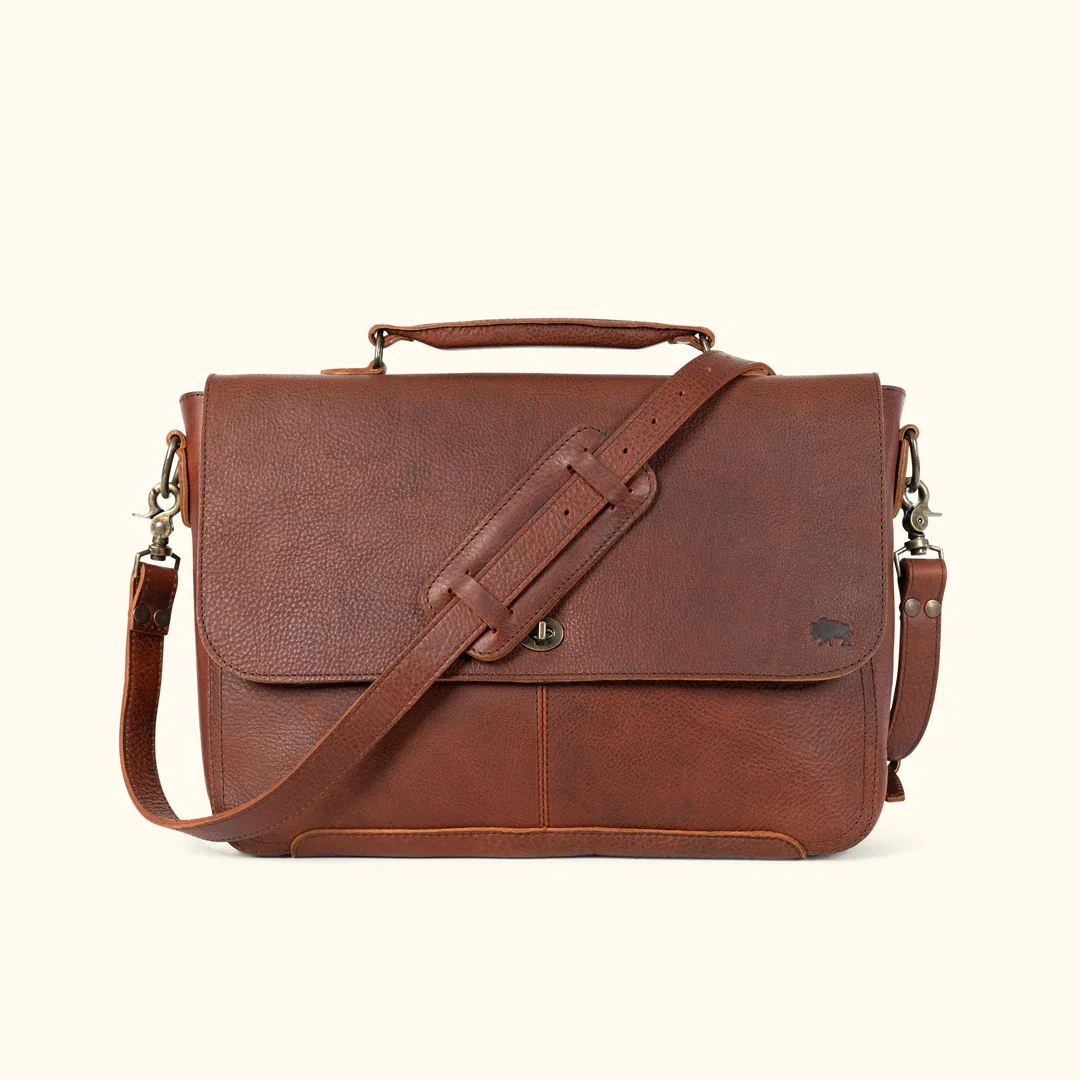 Image of Ryder Reserve Bison Leather Laptop Messenger Bag | Brown