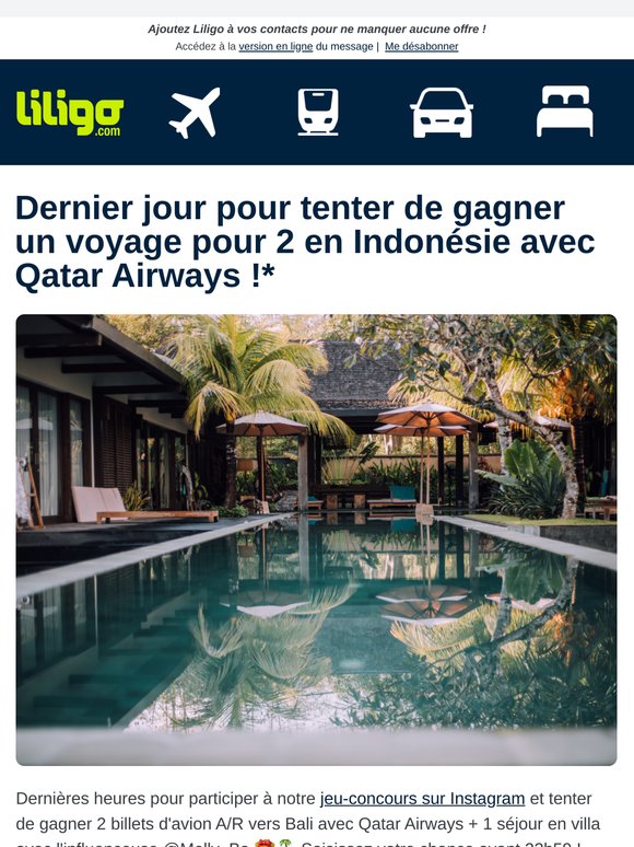 Dernières heures pour tenter de gagner un voyage + séjour en Indonésie pour 2 personnes ! 🎁
