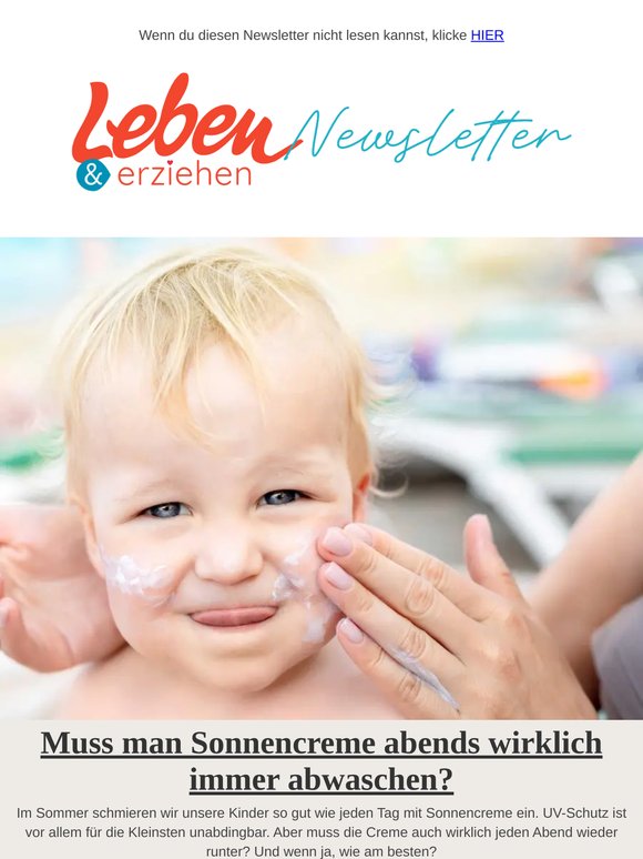 Warum ihr euren Kindern die Sonnencreme abends auf jeden Fall abwaschen solltet 😎