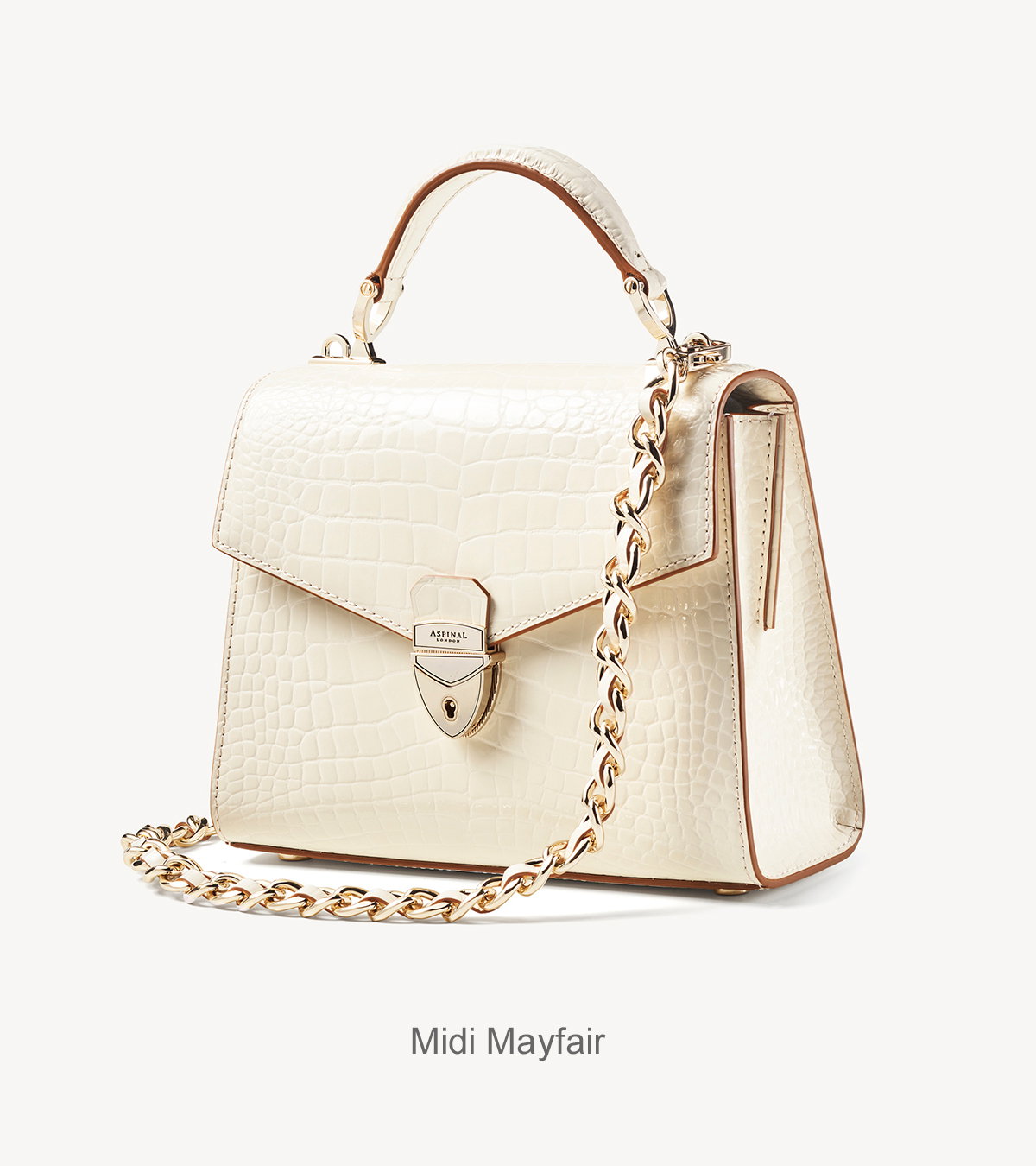 Midi Mayfair® 2 in Ivory Patent Croc