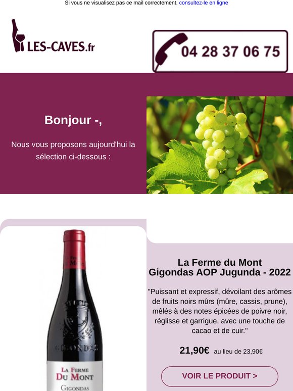 Aujourd'hui  La Ferme du Mont - Gigondas AOP Jugunda et Domaine Gautheron - Chablis 1er Cru AOP 1er Cru Vaucoupin