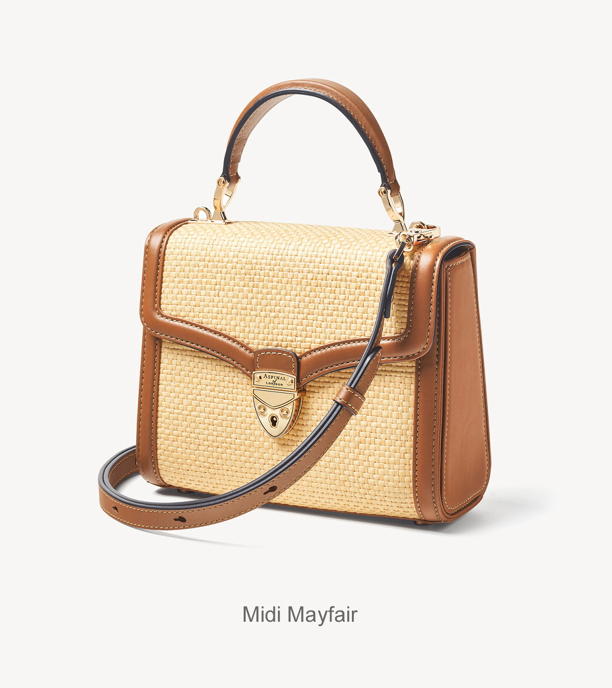 Midi Mayfair® in Natural Raffia & Smooth Tan