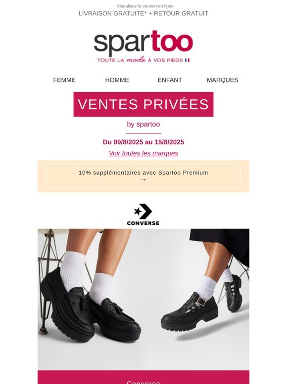 🚨 Jusqu'à -50 % : Profitez-en sur Converse, Nat et Nin, LANCASTER, Pepe jeans et The North Face en livraison gratuite