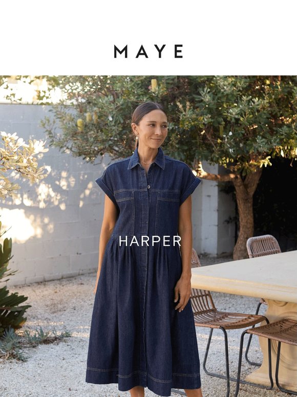 maye harper denim dress In need of new denim but not sure which shade to choose? @carmenandmegstyle walks you through our signature MAYE denim tones in the Harper denim shirtdress so you can find the perfect colour for