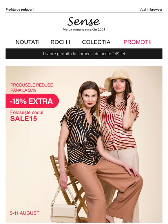 Ultimele zile cu -15% EXTRA la produsele reduse | Stocurile se epuizeaza!