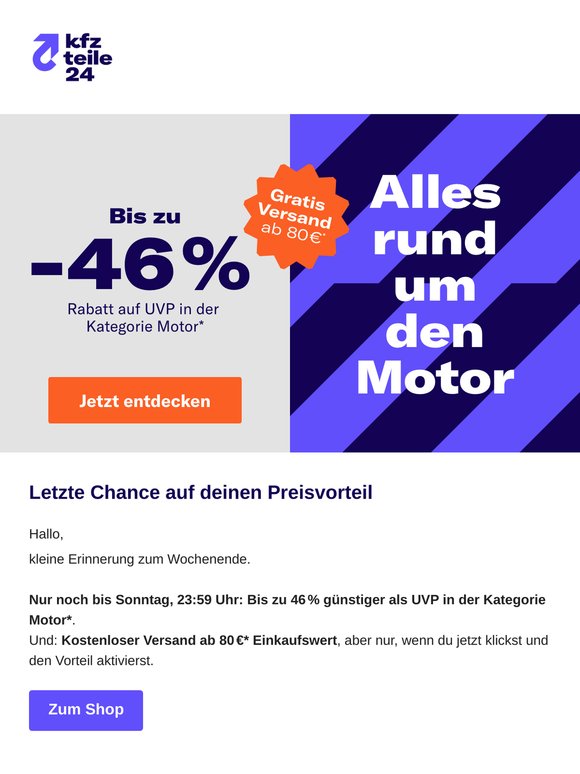 Letzte Chance auf kostenfreien Versand