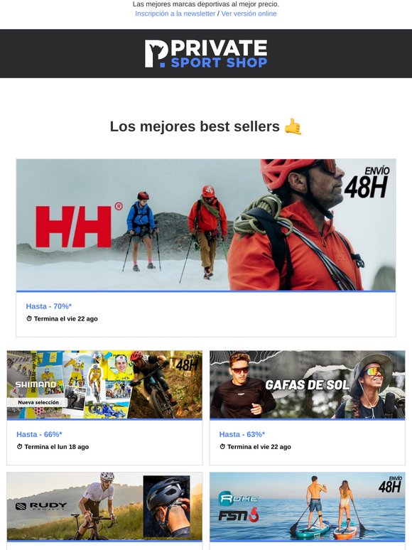 Helly Hansen hasta el -70% | Shimano, Gafas de sol, Rudy Project, Rohe & FSN...