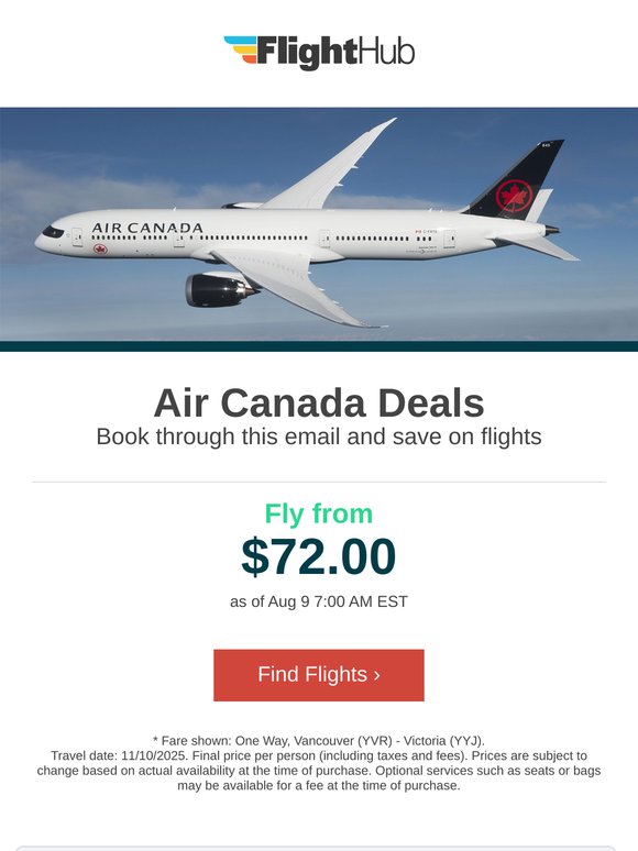 ✈ Air Canada Flights from  $72.00