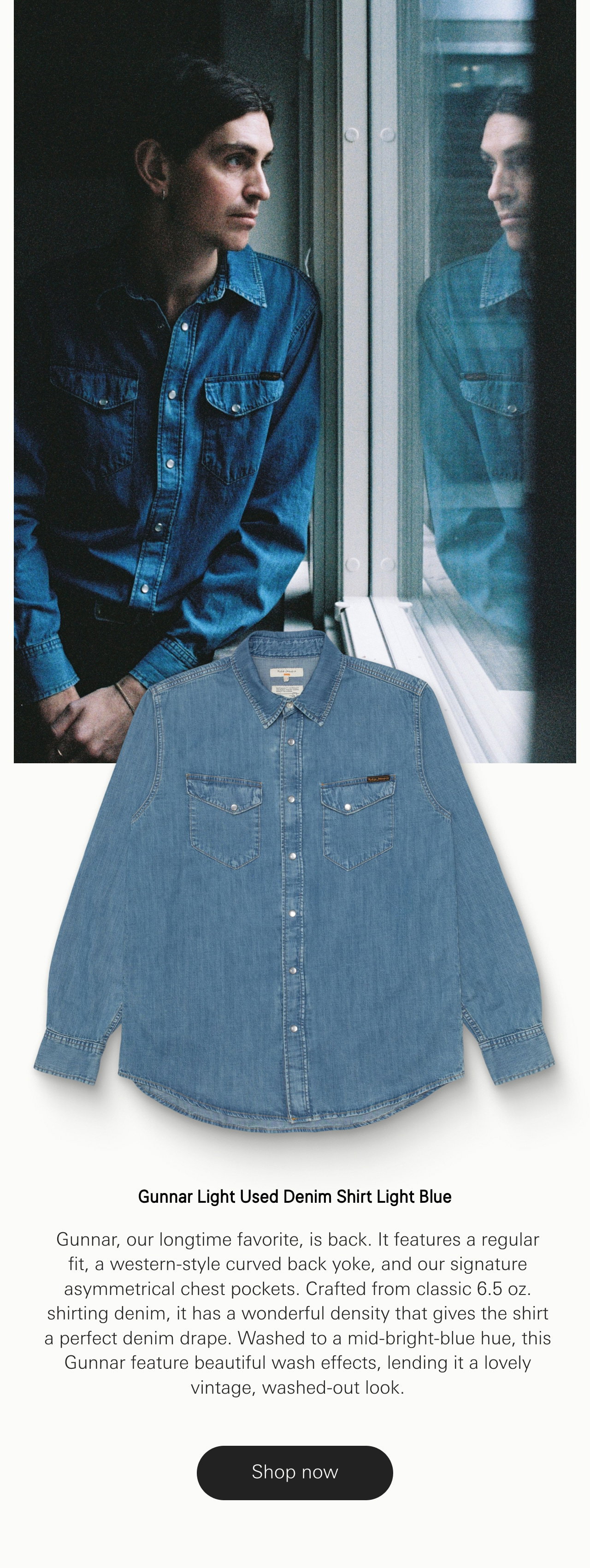 Gunnar Light Used Denim Shirt Light Blue