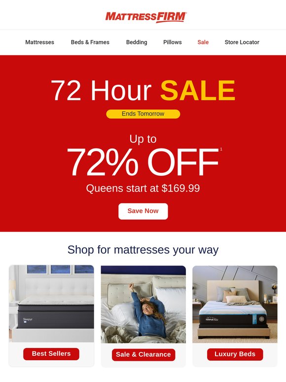 Up to 72% off ends tomorrow: Now's the time to reset your rest ⏳