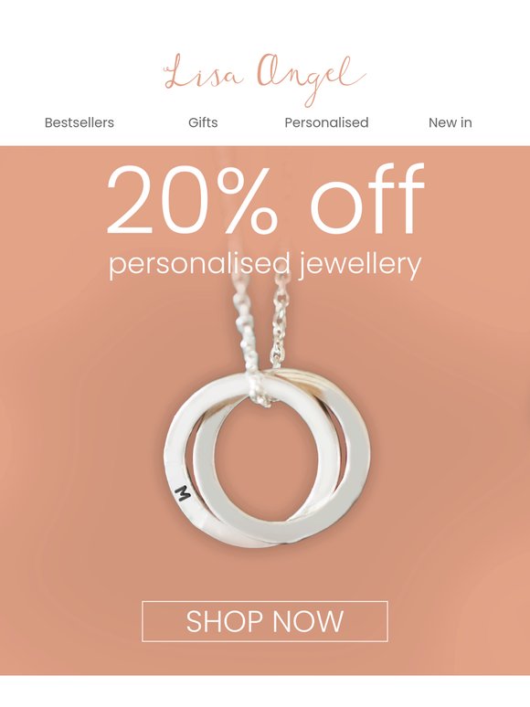 20% off all personalised jewellery