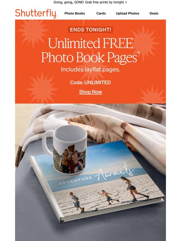 Quick! Unlimited FREE photo book pages ends tonight!