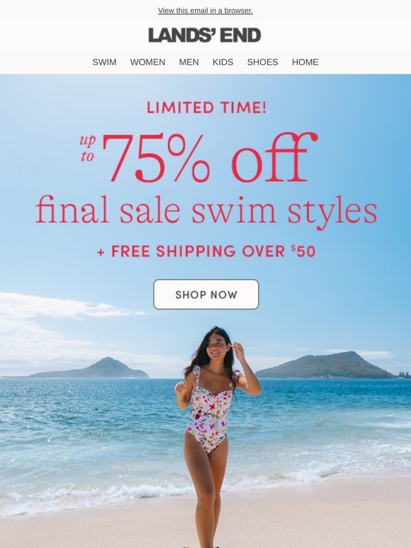 Limited-time savings: Up to 75% off final sale swim