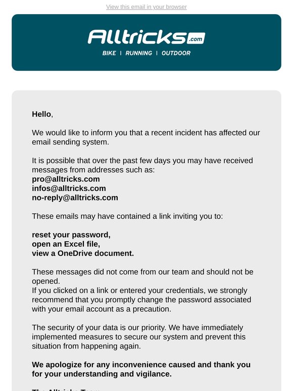 Important update regarding the security of our communications