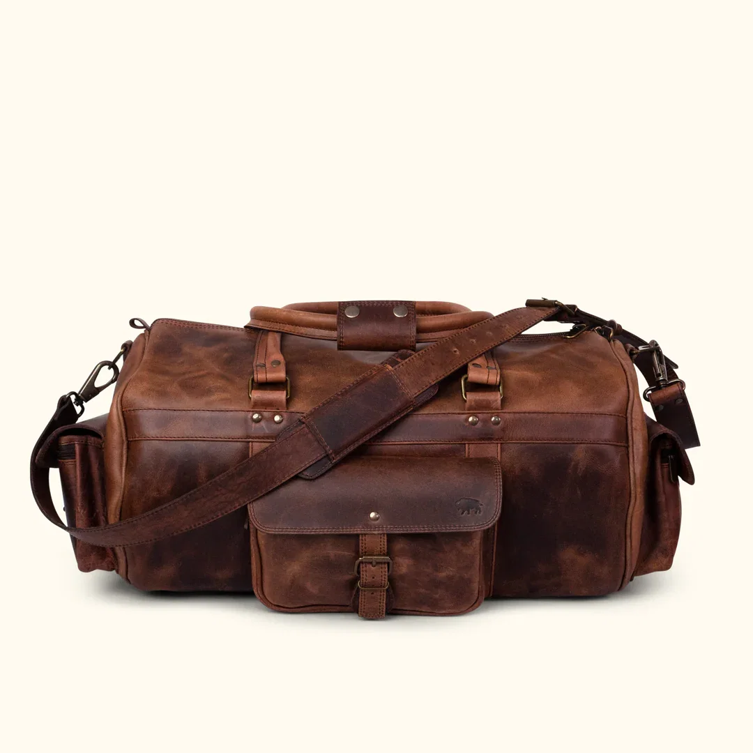 Image of Roosevelt Buffalo Leather Duffle Bag | Dark Oak